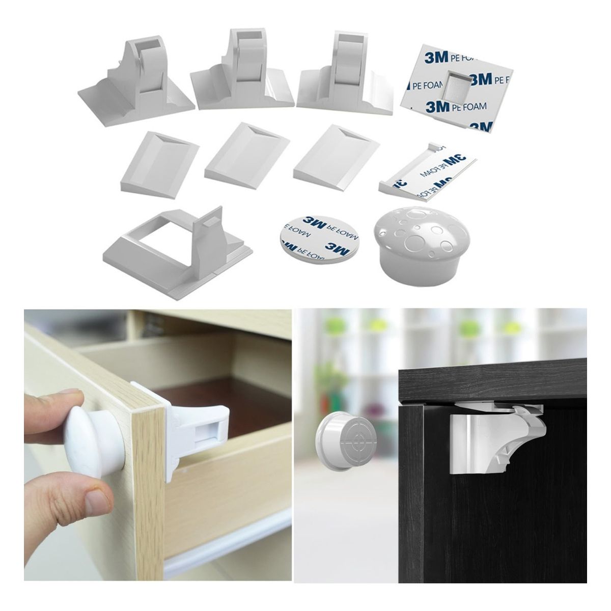 VIDA BUENAS - Pack 4 Seguros Magnéticos para Puertas y Cajones - Seguridad para Bebés y Niños