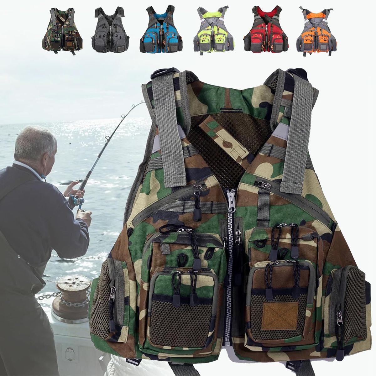 PUREPOWER - Chaleco De Pesca Salvavidas Pescador Mosca