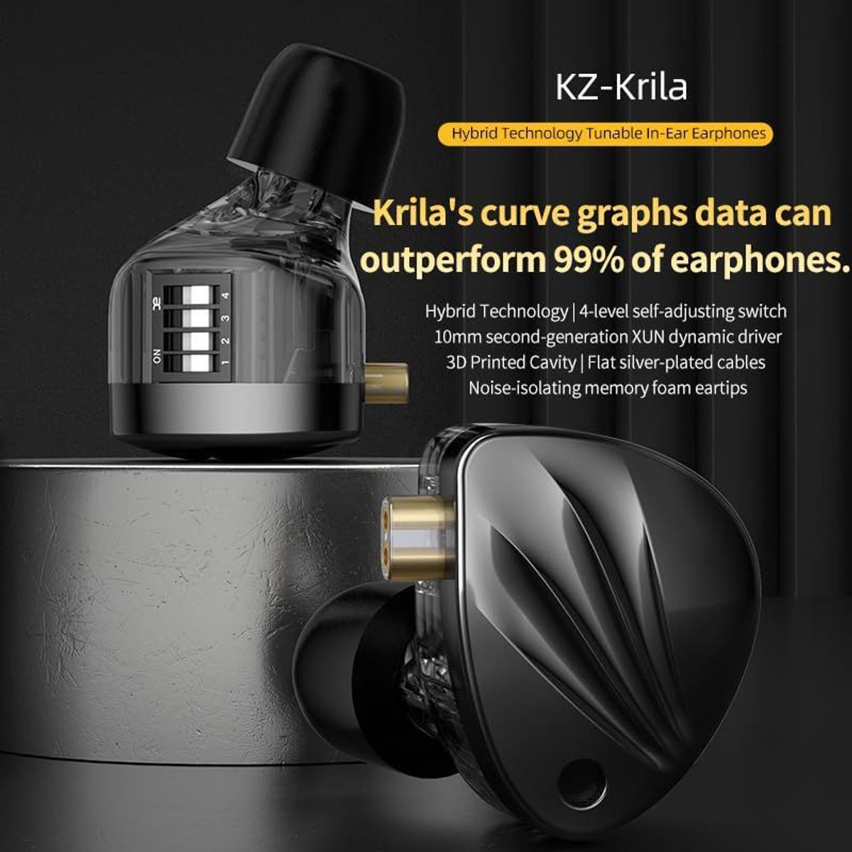 KZ - Audífonos In-Ear KZ Krila con graves dinámicos-Con MIC Auriculares