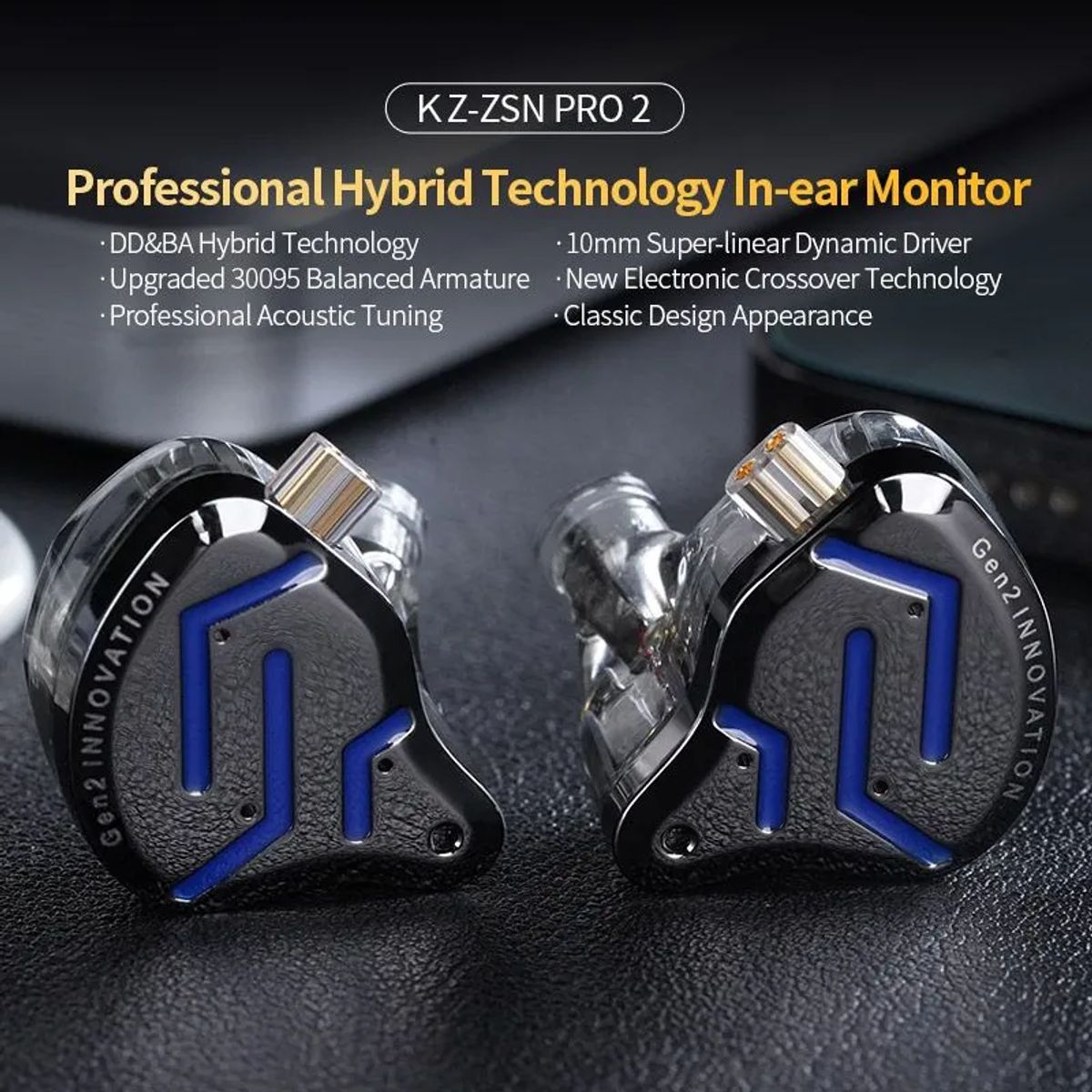 KZ - Audífonos In-Ear KZ ZSN PRO 2 con graves dinámicos-Con MIC Auriculares