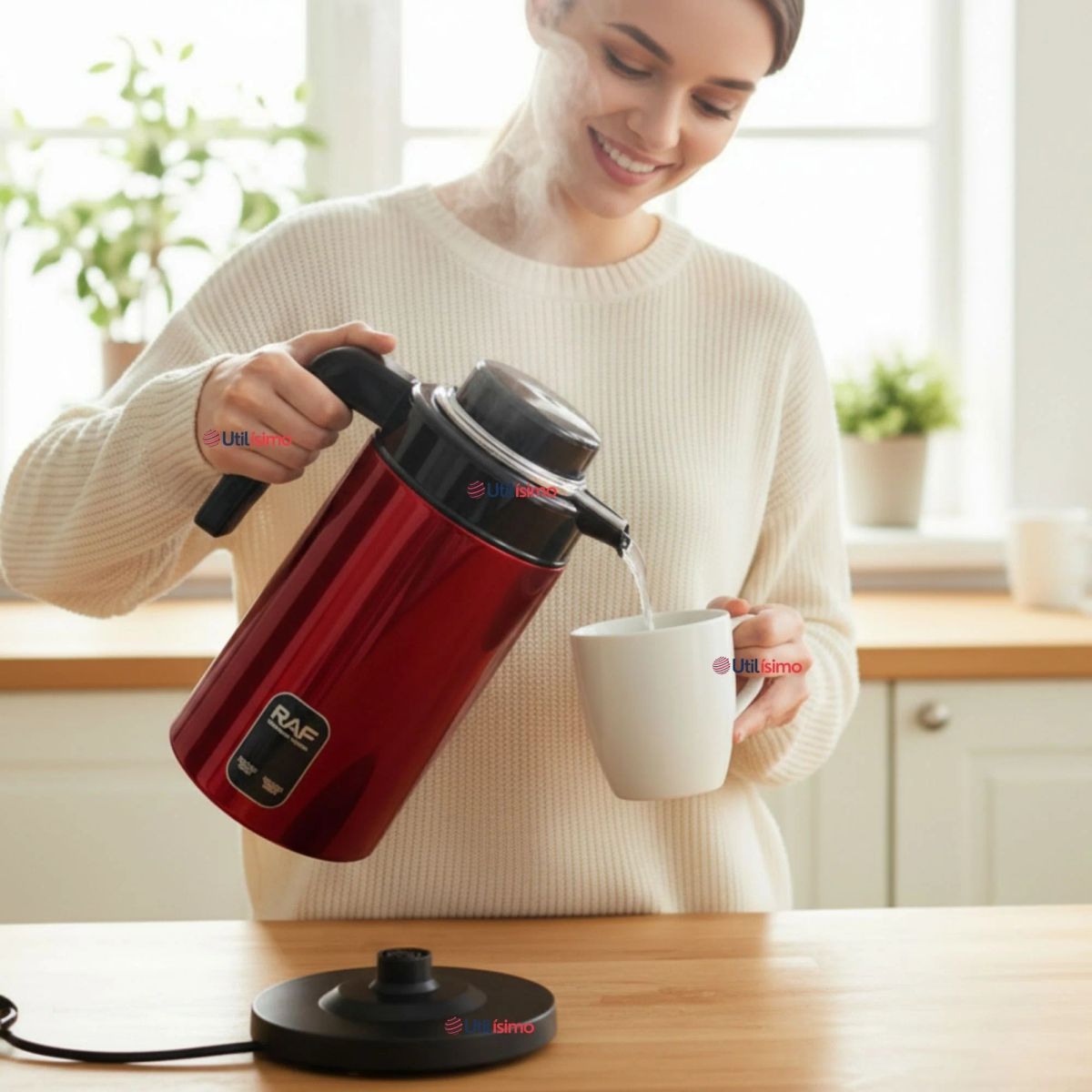 RAF - Termo Hervidor Eléctrico RAF 1360W 2 Litros Rojo