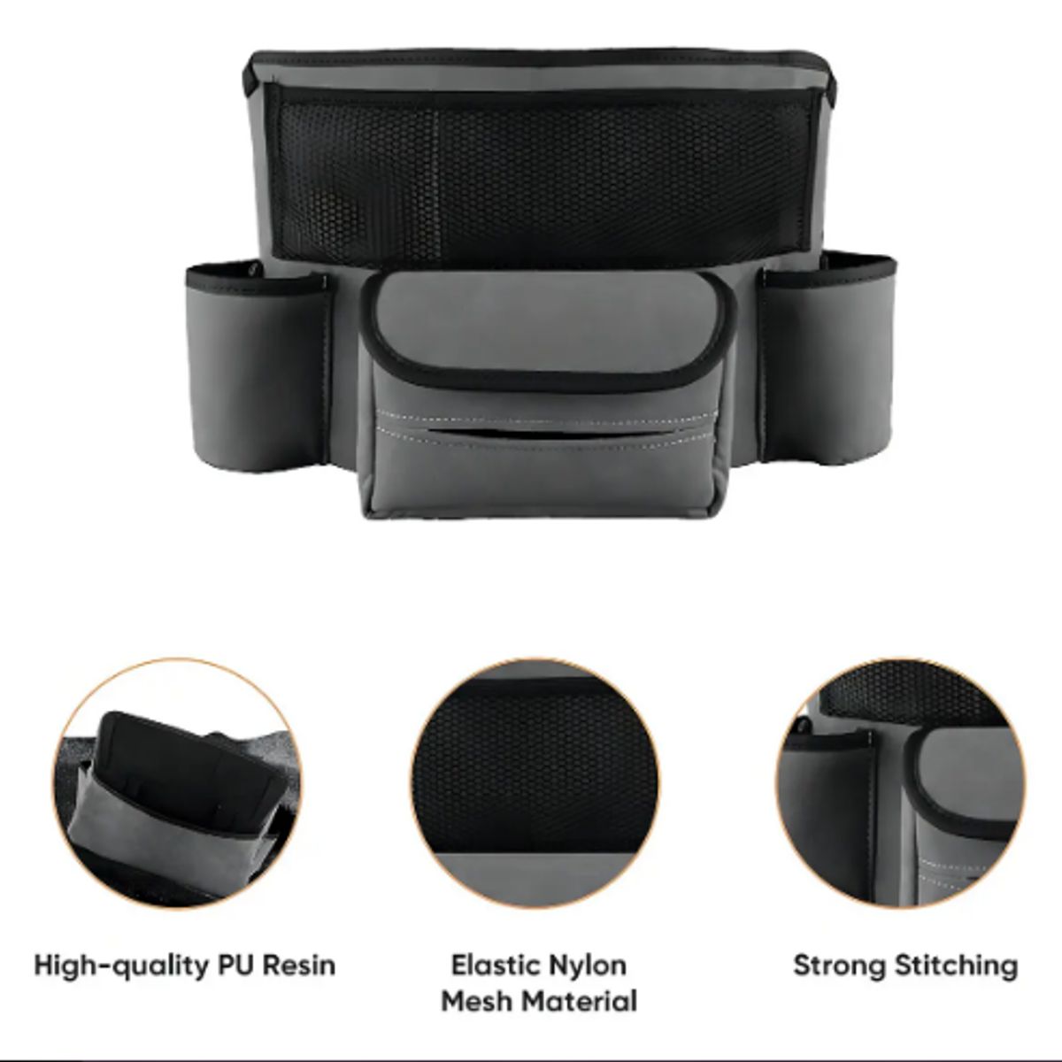 GENERICO - Soporte De Bolso Coche Entre Asientos Bolsa De Almacenamient Color Gris Oscuro Lisa