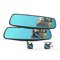 IRM - Espejo Retrovisor Pack 2 Con Camara Frontal Y Reversa Hd Grabacion Conduccion Pantalla FIGOIMPORT