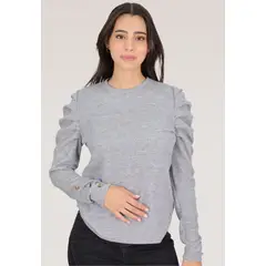 TENTATION - TOP MANGA PLISADA GRIS