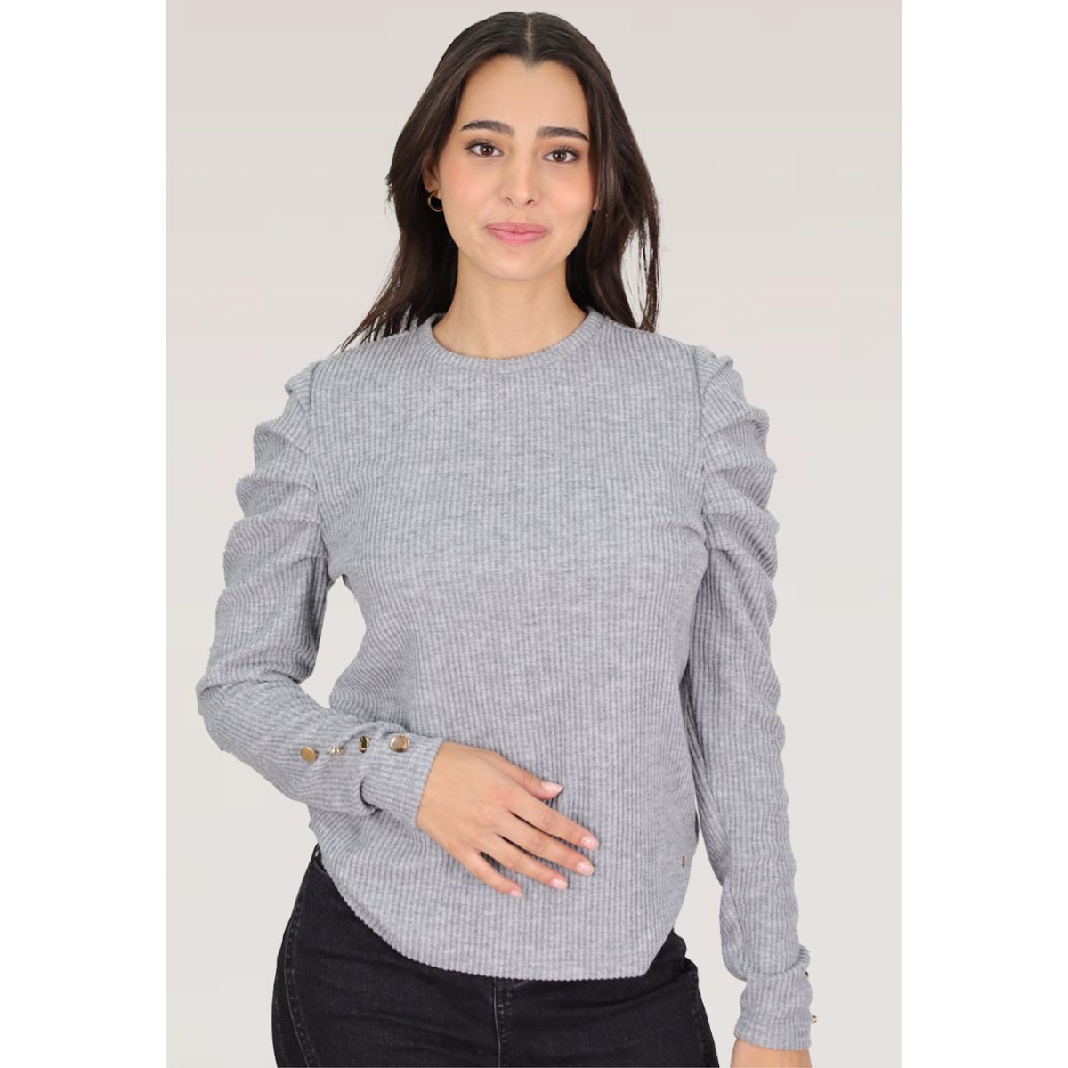 TENTATION - TOP MANGA PLISADA GRIS TENTATION