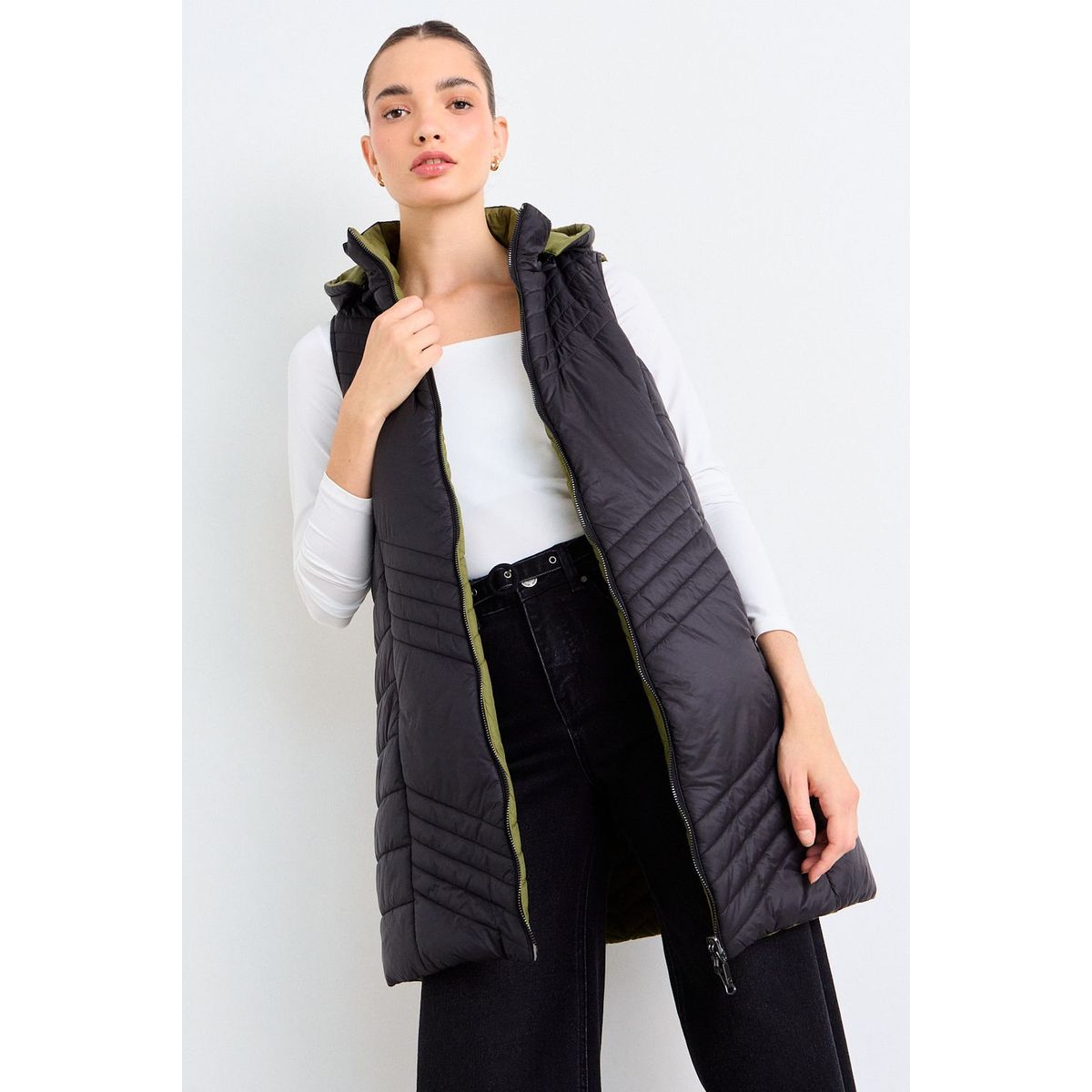 IO - Parka Lisa Reversible Mujer Negro Io