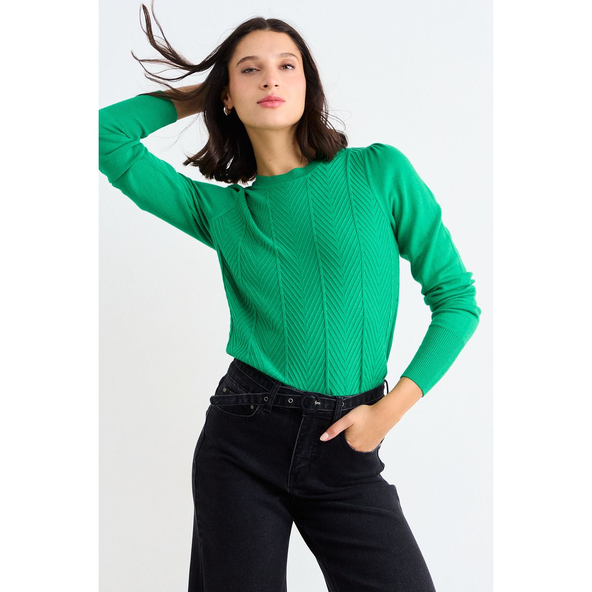 IO - Sweater Liso Mujer Verde Io