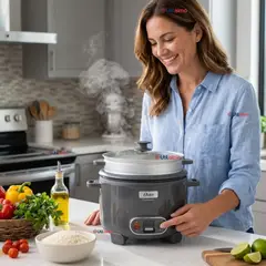 OSTER - Arrocera, 3 En 1, 12 Tazas Capacidad, Función Sofrito, Vaporera,Oster DiamondForce