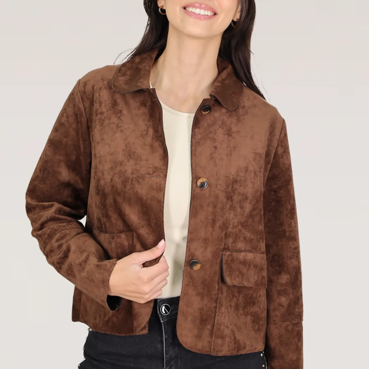 TENTATION - CHAQUETA SUEDE DOBLE CAPA OVERSIZE