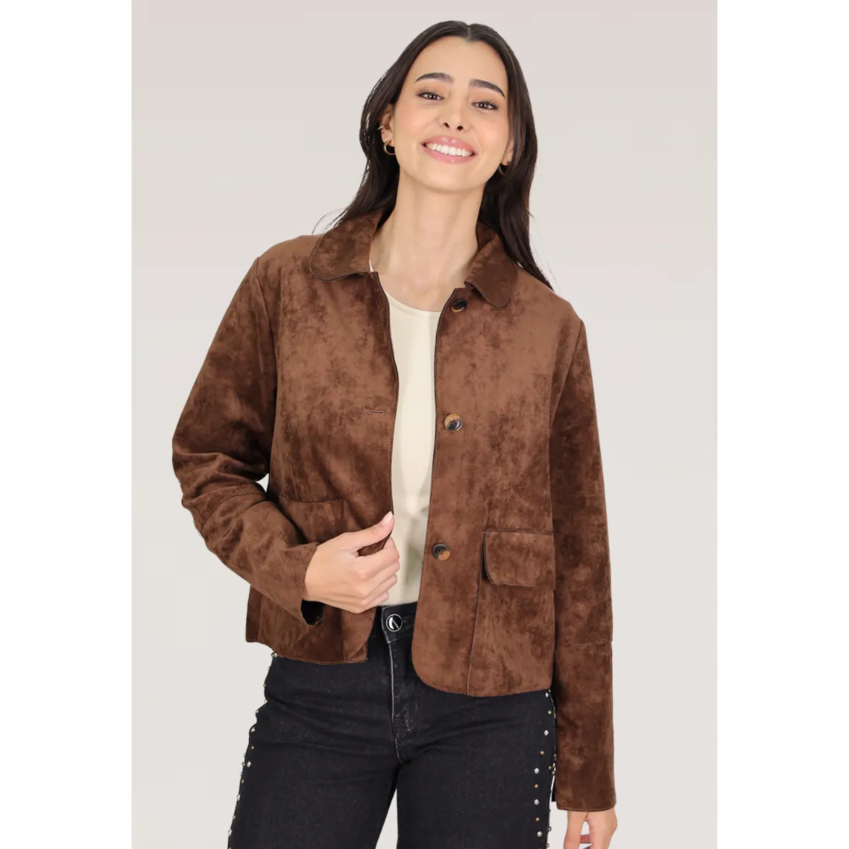 TENTATION - CHAQUETA SUEDE DOBLE CAPA OVERSIZE