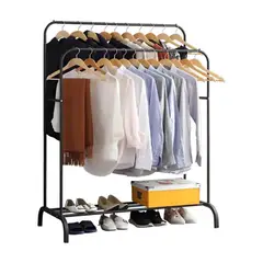 GENERICO - Perchero Organizador Colgante de Ropa Doble Barra Tendedero Metálico Colgador Ropa Vidita Color Negro BELUG