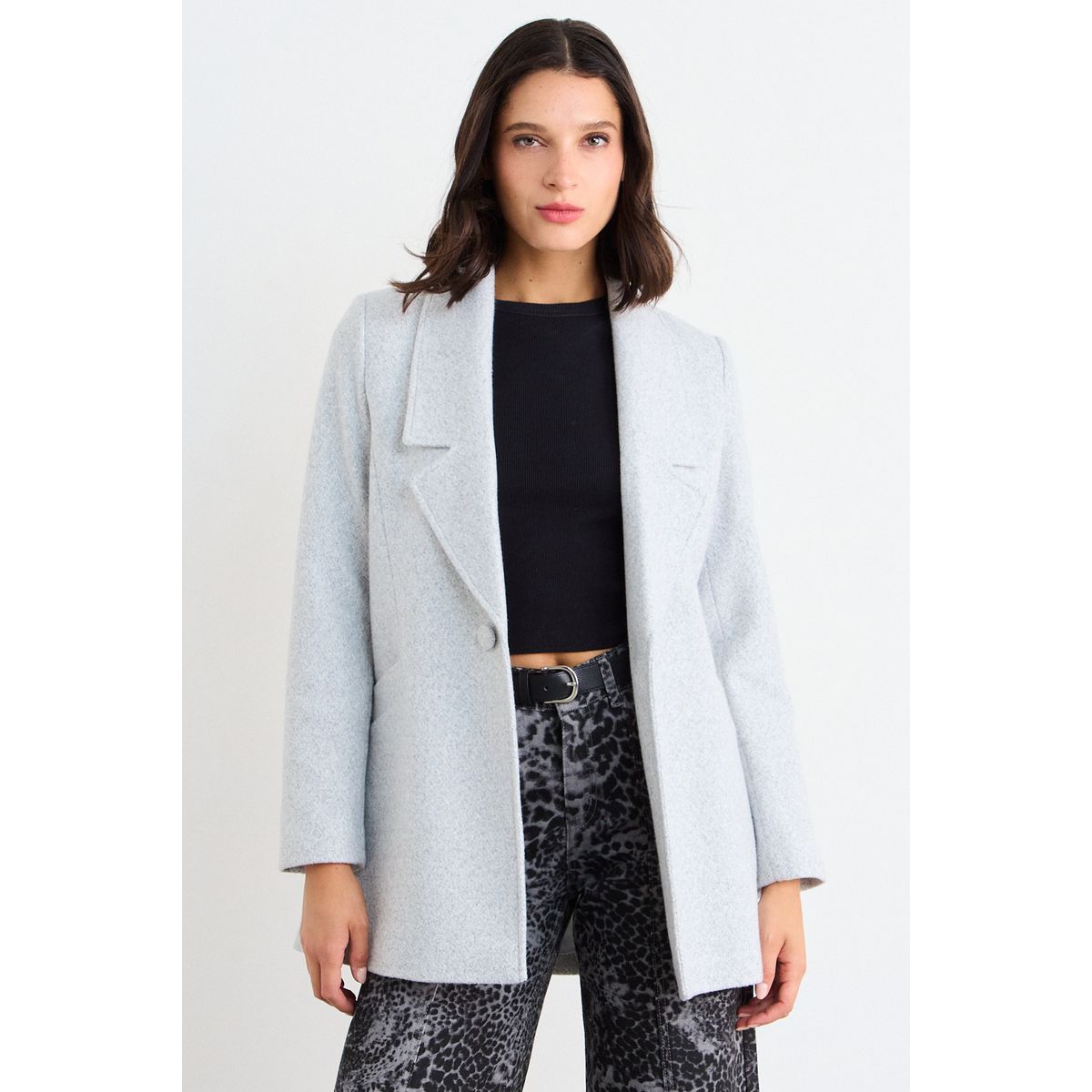 IO - Chaqueton Liso Mujer Gris Io