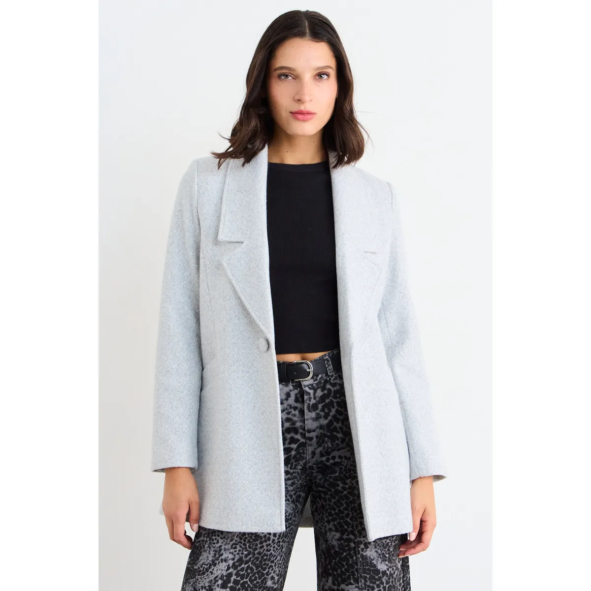 IO - Chaqueton Liso Mujer Gris Io