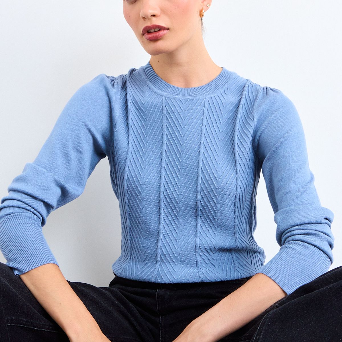 IO - Sweater Liso Mujer Celeste Io