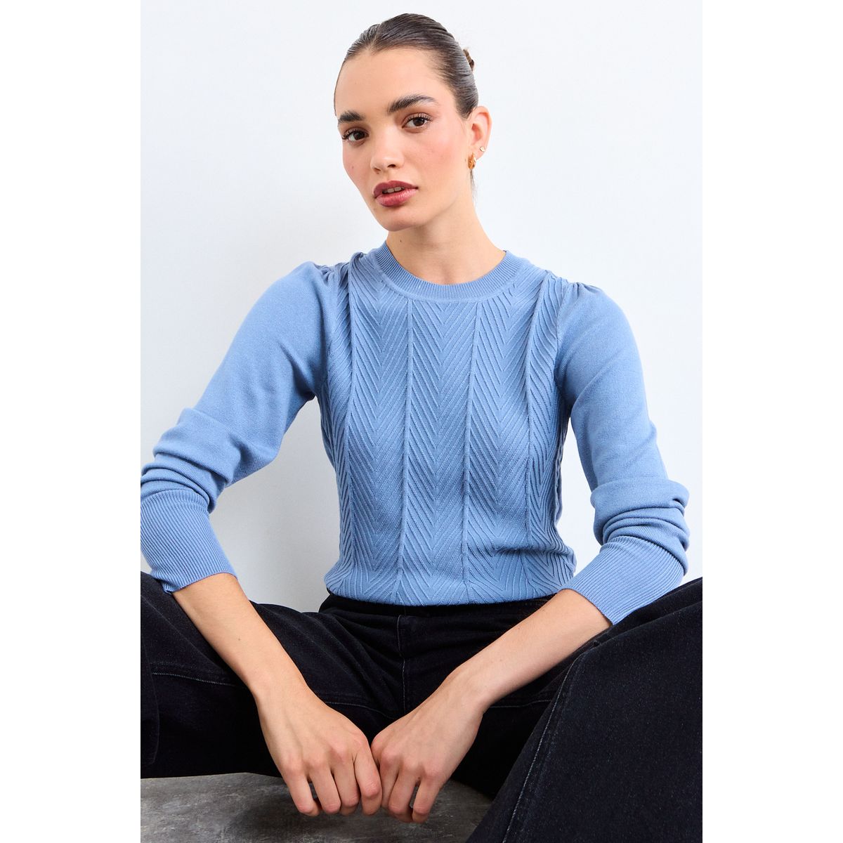 IO - Sweater Liso Mujer Celeste Io