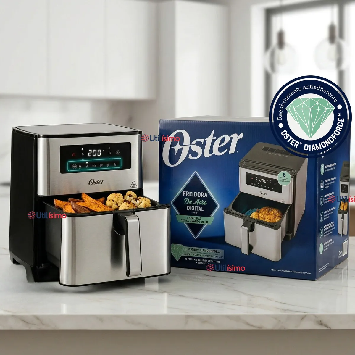 OSTER - Freidora de aire digital Oster® con capacidad de 9L CKSTAF90D 1550W
