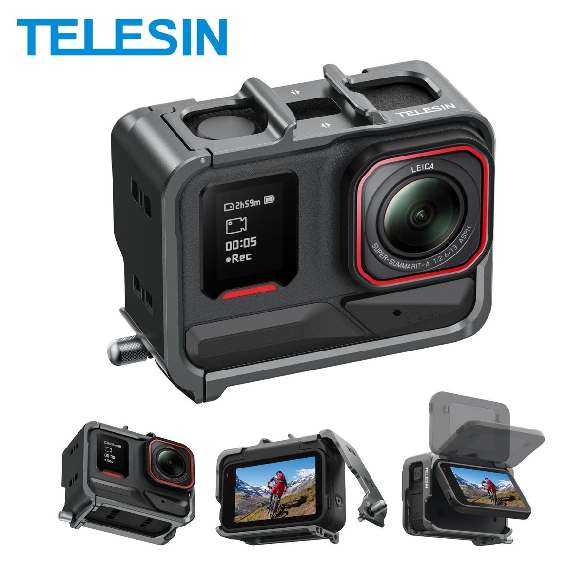 TELESIN - Jaula Aluminio Insta360 Ace - Ace pro - Ace Pro 2 Vertical