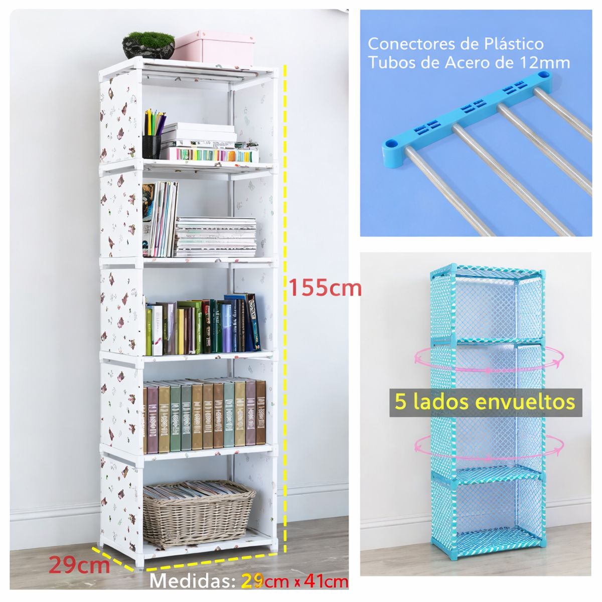 GENERICO - Estante Librero Modular Escalonado Multiuso para Libros Oficina y Hogar