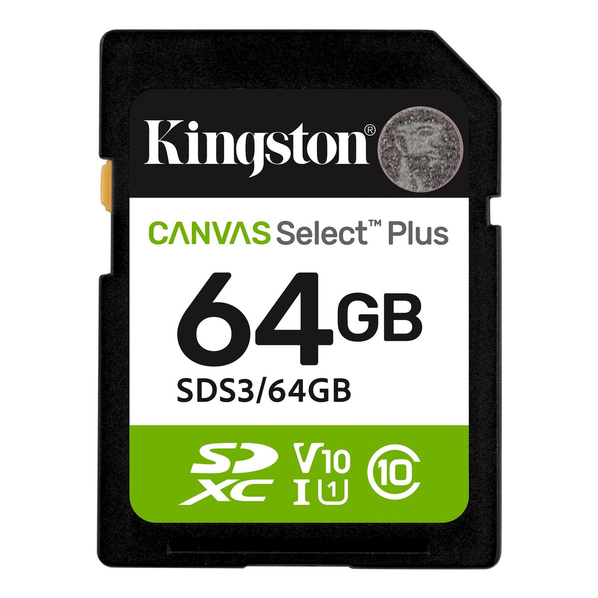 KINGSTON - SDS3/64GB 64GB SDXC CANVAS Select Plus Gen3 100MB/s