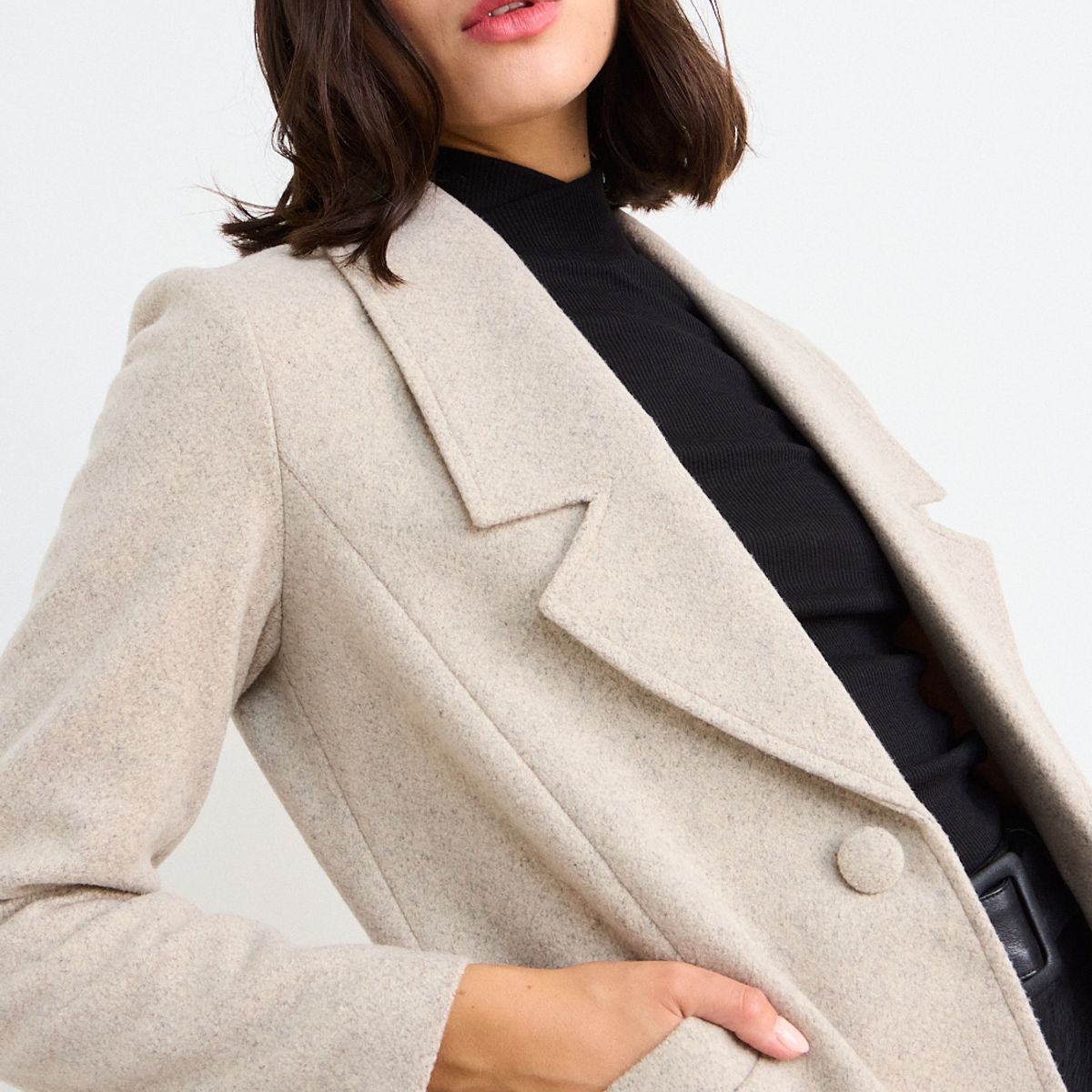 IO - Chaqueton Liso Mujer Beige Io