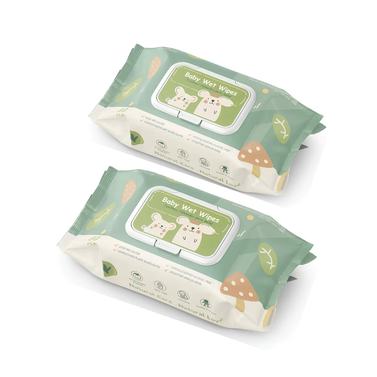 LUBABYCAS - Wipes Toallas Húmedas Con Tapa - caja 2 paquetes - 160 Unidades Lubabycas