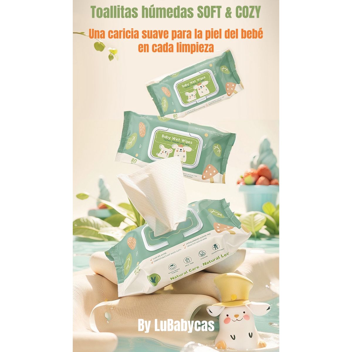LUBABYCAS - Wipes Toallas Húmedas Con Tapa LuBabycas - caja 2 paquetes - 160 Unidades
