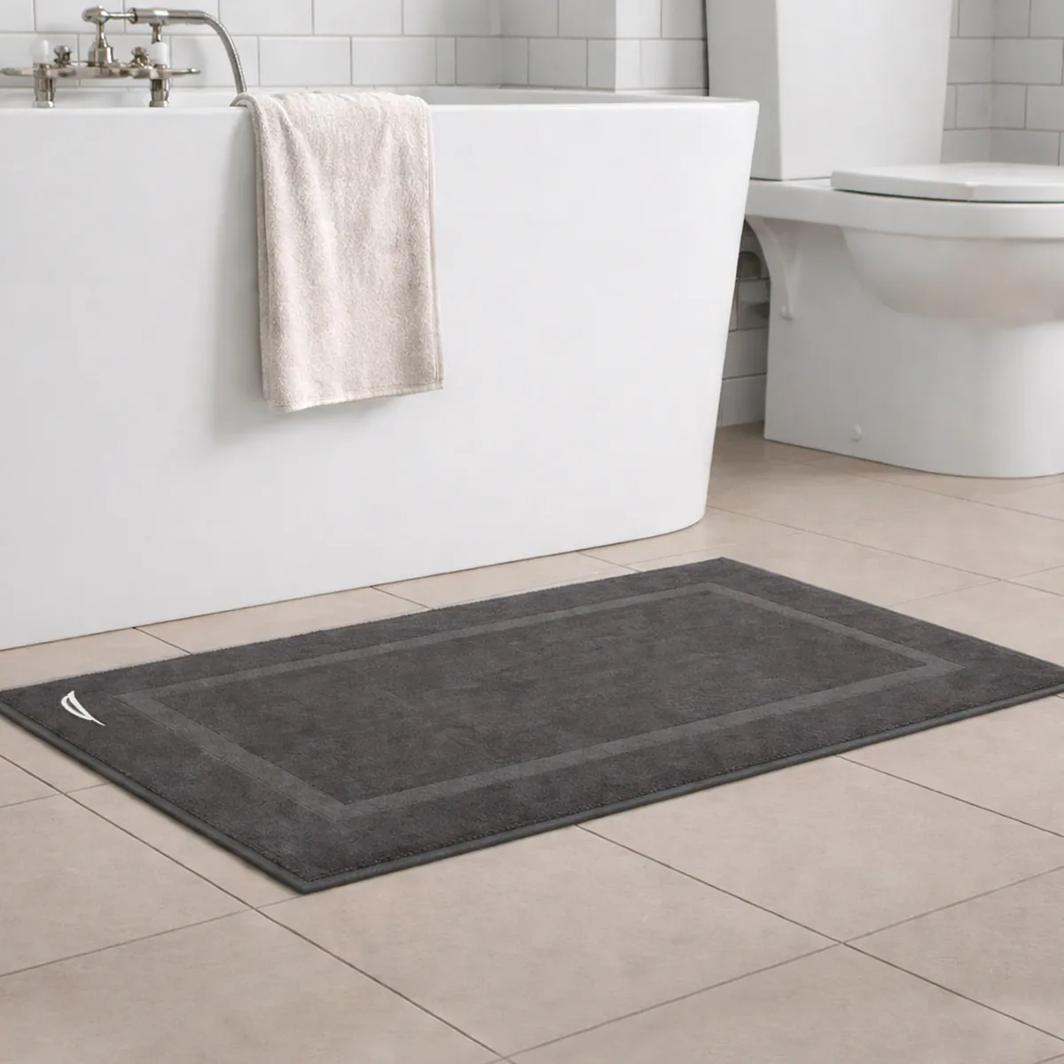 NAUTICA - Toalla de piso SIGNATURE Nautica Home 100% algodón 45x76cm gris oscuro