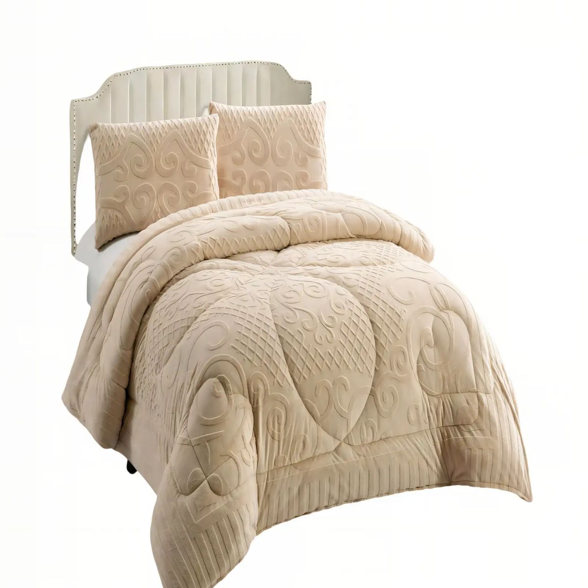 GENERICO - PLUMON CON TEXTURA DE RELIEVE  2 PLAZA COLOR BEIGE