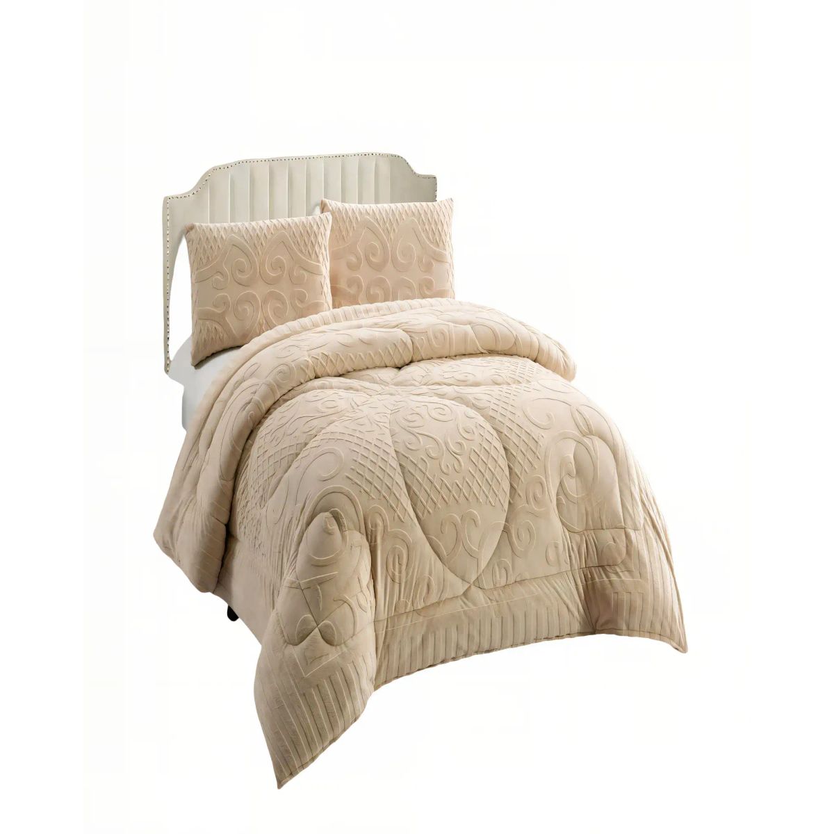 GENERICO - PLUMON CON TEXTURA DE RELIEVE  2 PLAZA COLOR BEIGE