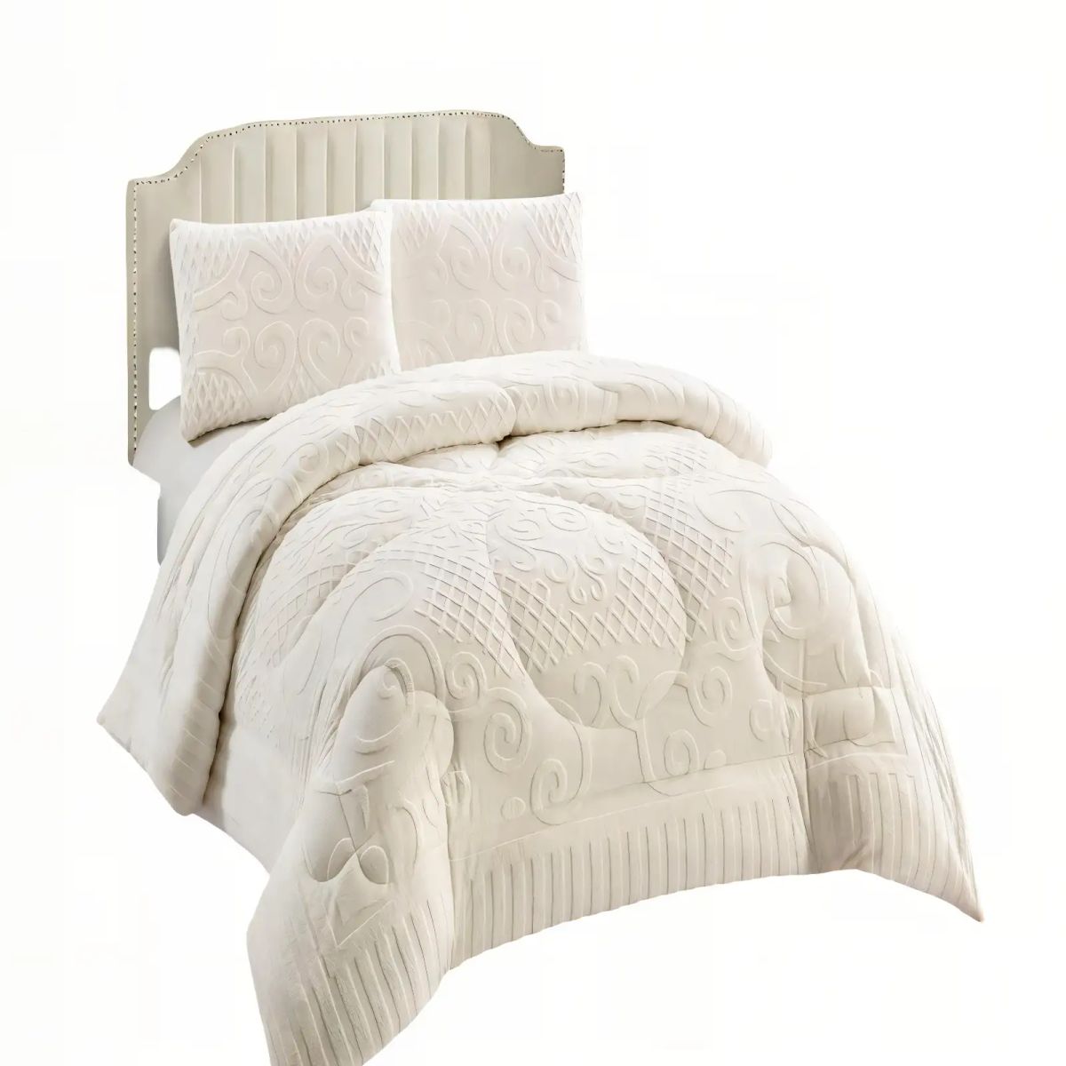 GENERICO - PLUMON CON TEXTURA DE RELIEVE  2 PLAZA COLOR BLANCO