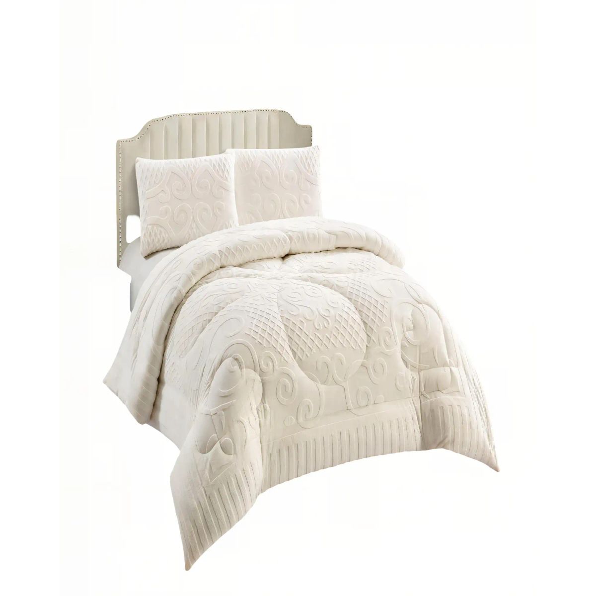 GENERICO - PLUMON CON TEXTURA DE RELIEVE  2 PLAZA COLOR BLANCO