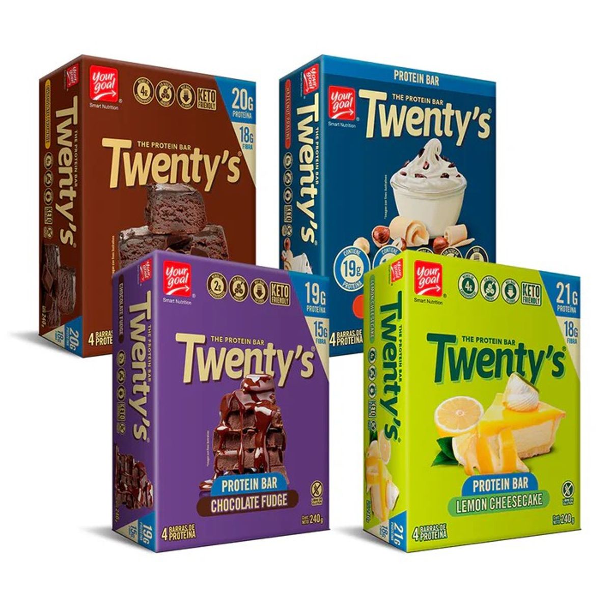 YOUR GOAL - PACK 16 BARRAS TWENTYS 4 SABORES C/U -YOUR GOAL
