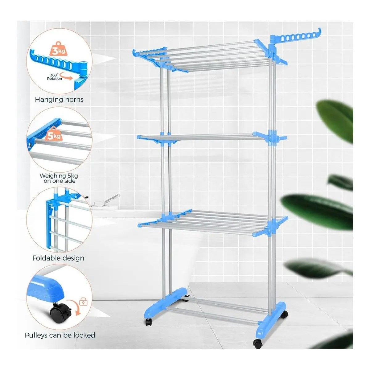 GENERICO - Tendedero Colgador Secador De Ropa Plegable BELUG