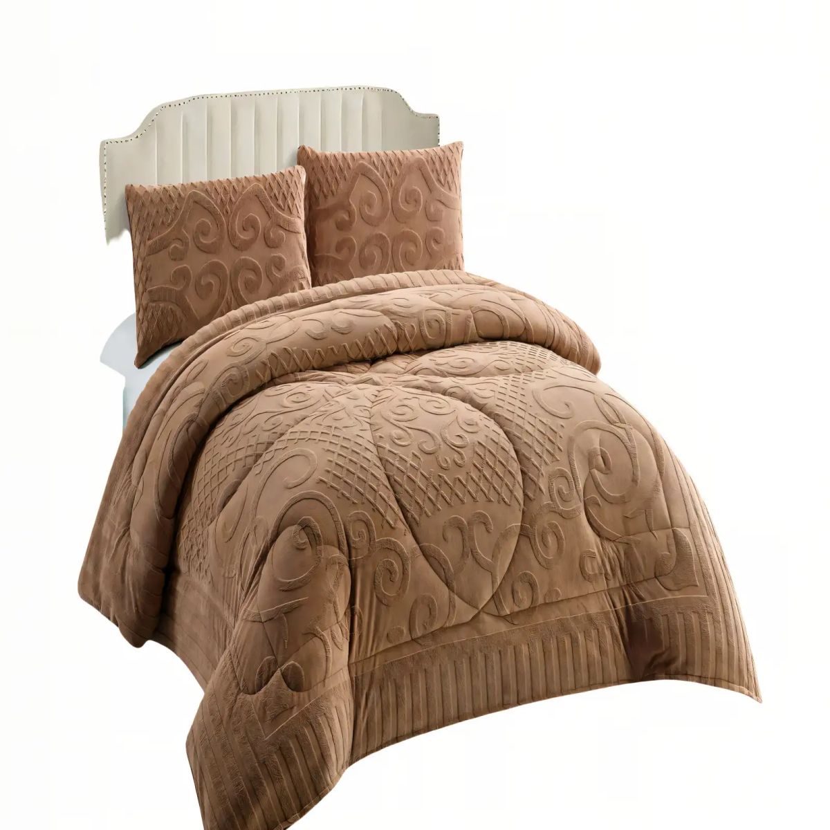 GENERICO - PLUMON PREMIUM CON TEXTURA   2 PLAZA COLOR CAFÉ