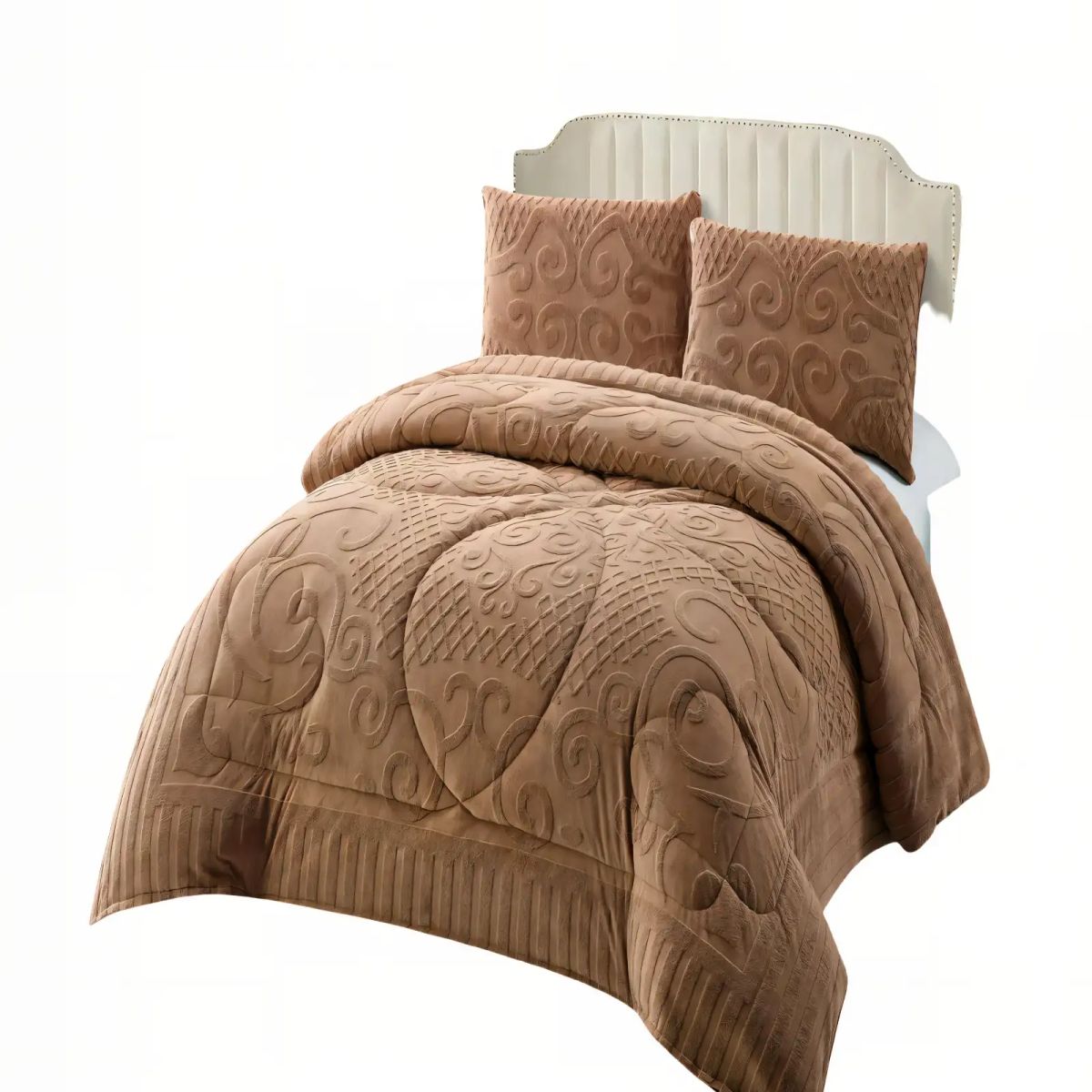 GENERICO - PLUMON PREMIUM CON TEXTURA   2 PLAZA COLOR CAFÉ