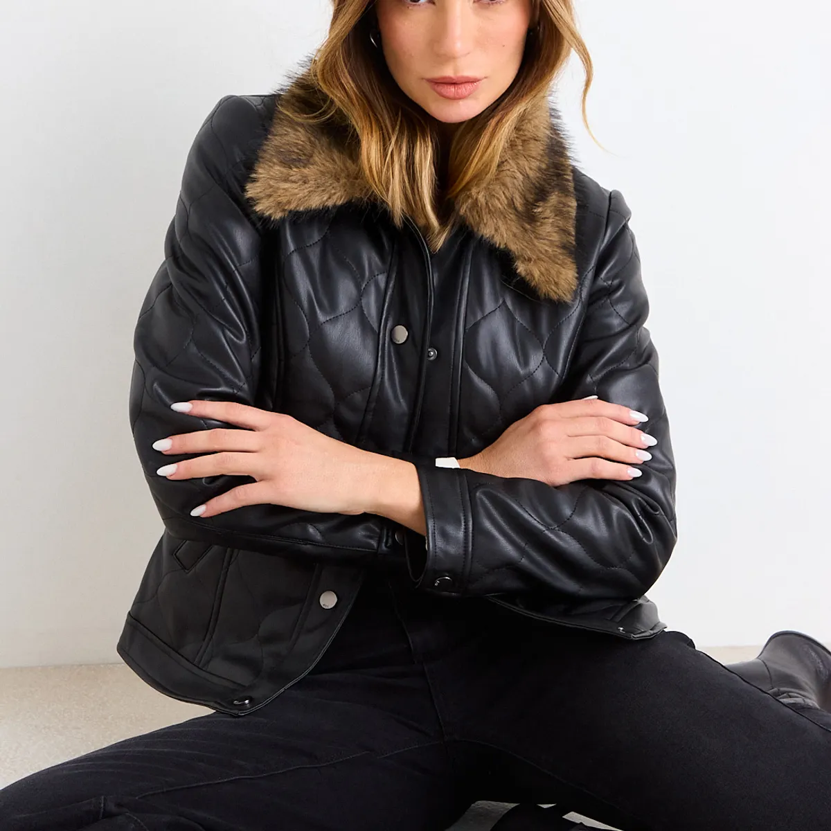 ASH - Chaqueta Lisa Mujer Negro Ash