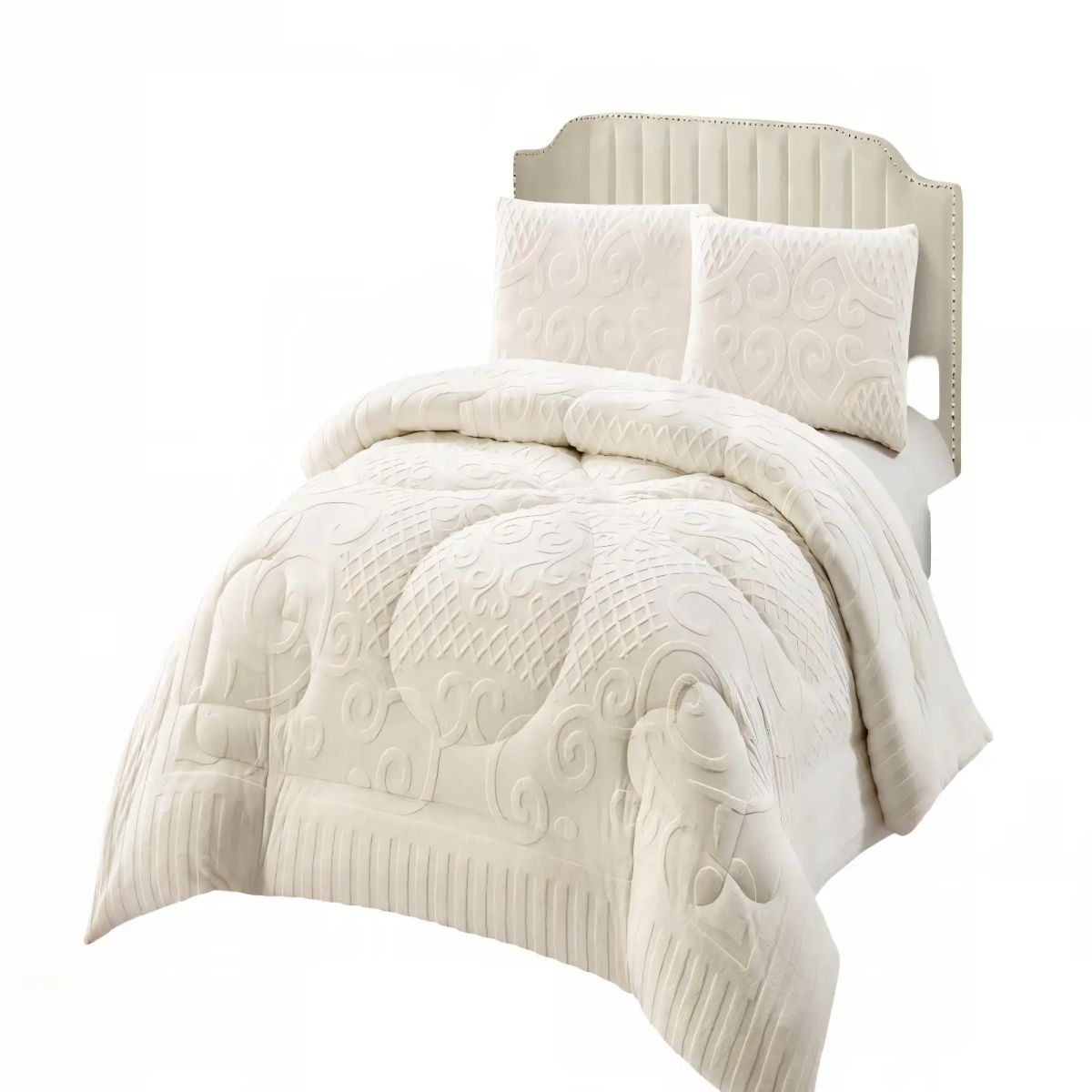 GENERICO - PLUMON PREMIUM CON TEXTURA DE RELIEVE TAMAÑO 230CMX250CM 2 PLAZA COLOR BLANCO