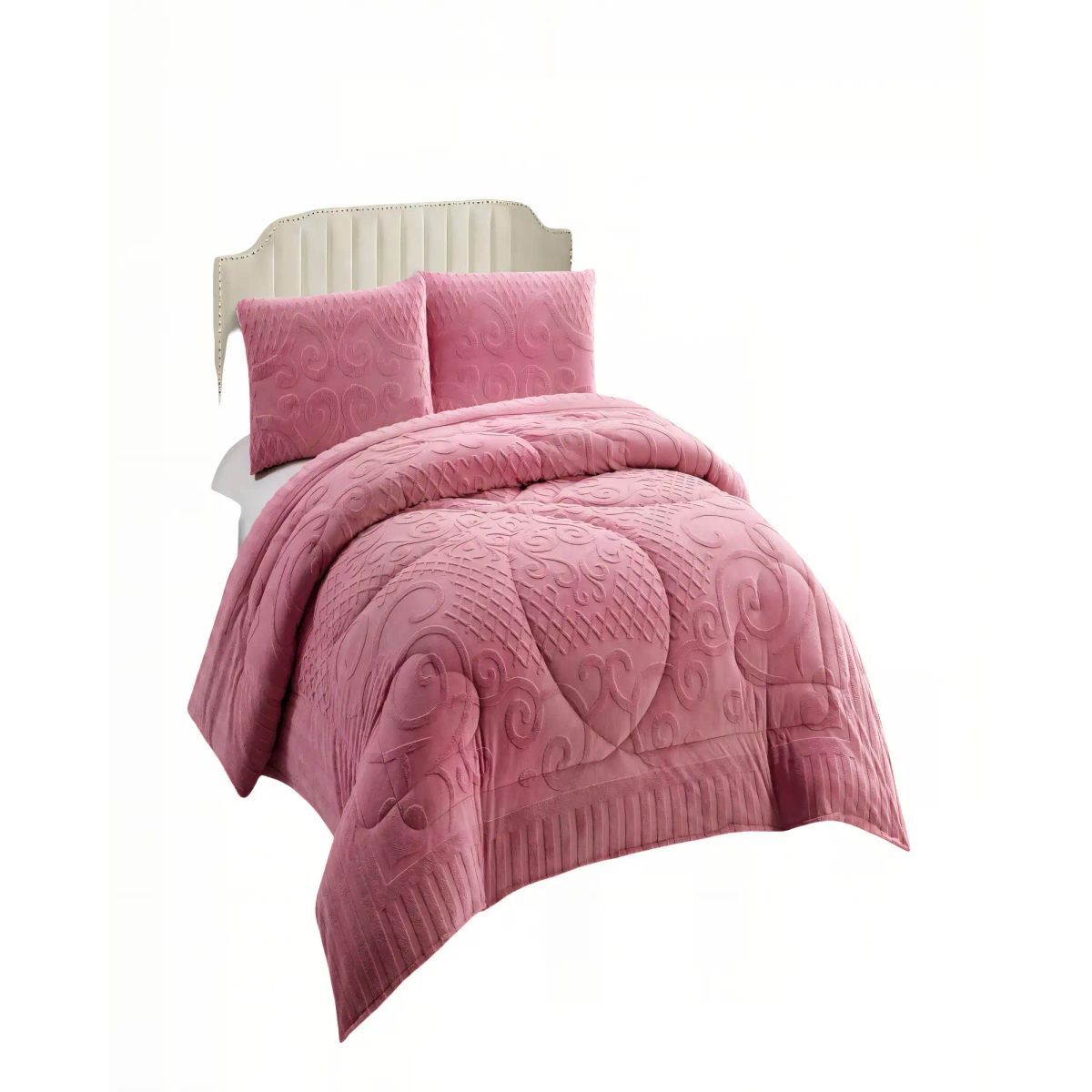 GENERICO - PLUMON PREMIUM CON TEXTURA DE RELIEVE TAMAÑO 230CMX250CM 2 PLAZA COLOR ROSADO