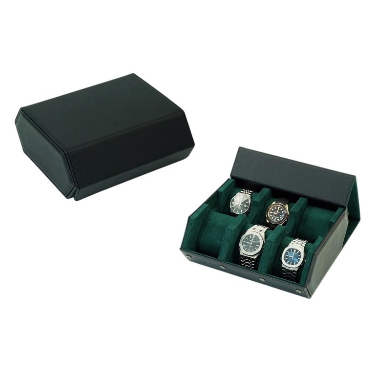 Caja para Relojes Cuero 6 Espacios Hexagonal Negro Negro TALLA UNICA