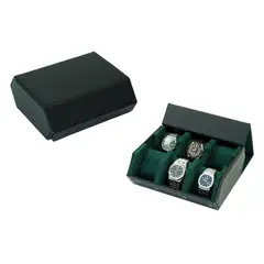R24 - Caja para Relojes Cuero 6 Espacios Hexagonal Negro