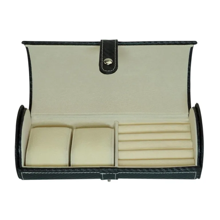 Caja Redonda Reloj y Joyas Fibra Carbono Negra Negro TALLA UNICA