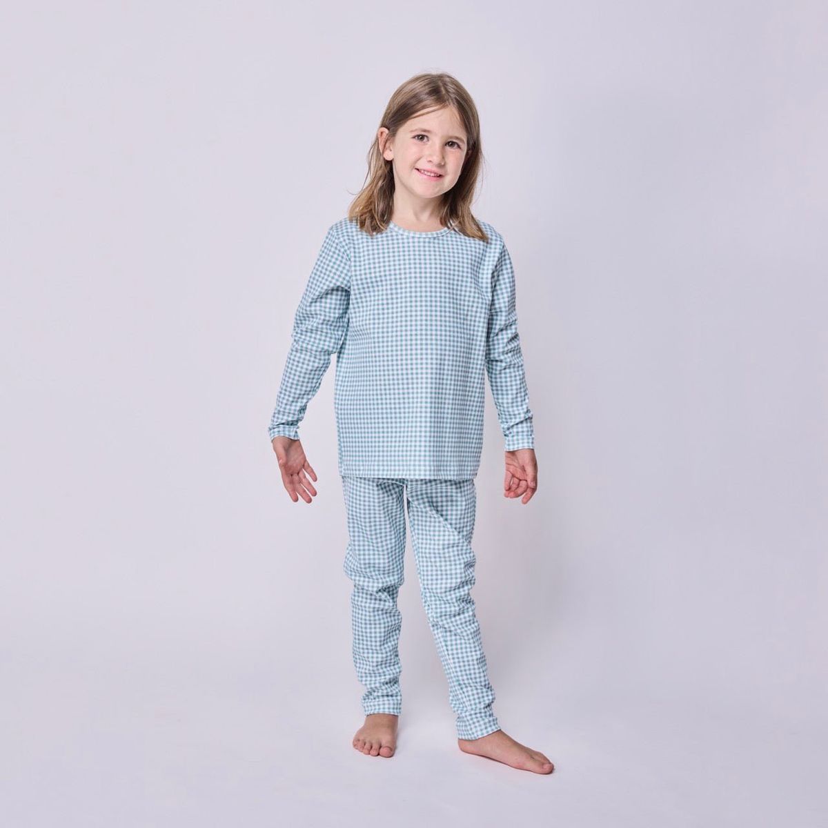 SIMPLY B - Pijama largo Vichy verde niña