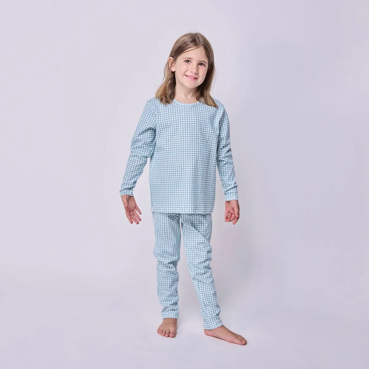 SIMPLY B - Pijama largo Vichy verde niña