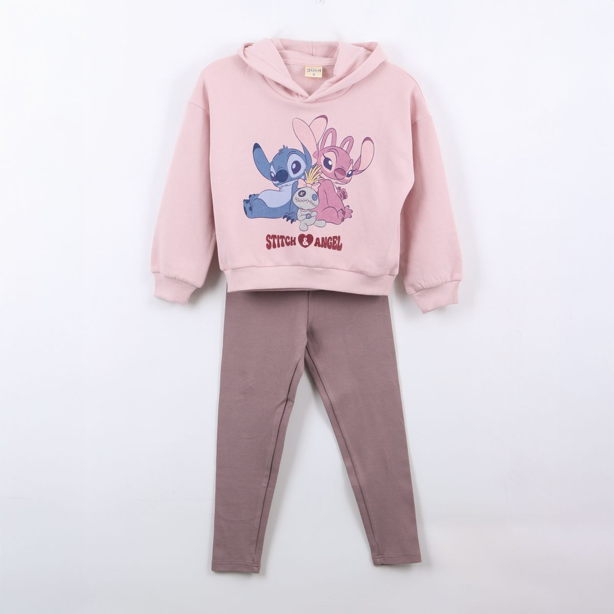 DISNEY - Conjunto Niña Hoodie Lilo & Stitch Rosado Disney