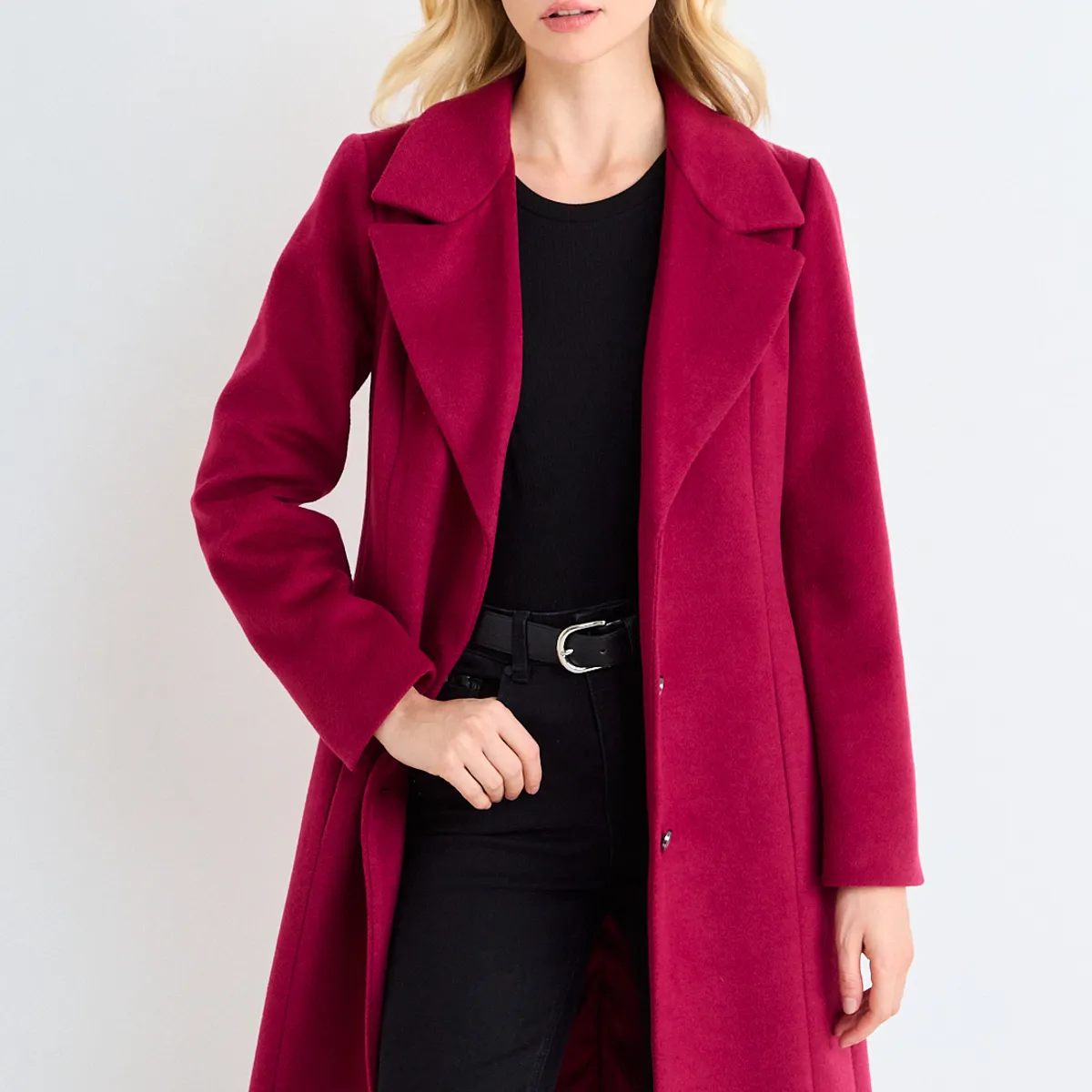 ASH - Chaquetón Liso Mujer Burdeos Ash