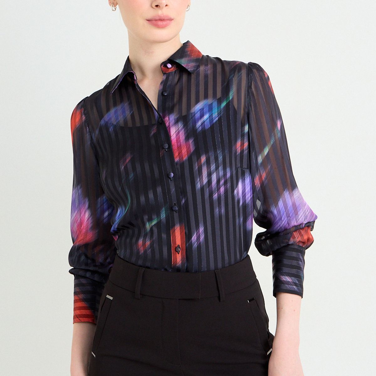 ASH - Blusa Camisera Fantasía Mujer Negro Ash