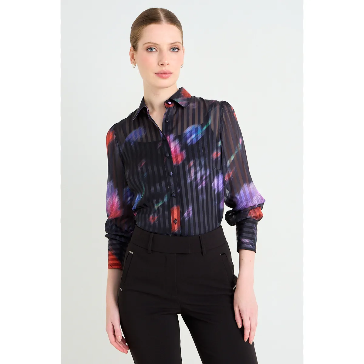 ASH - Blusa Camisera Fantasía Mujer Negro Ash