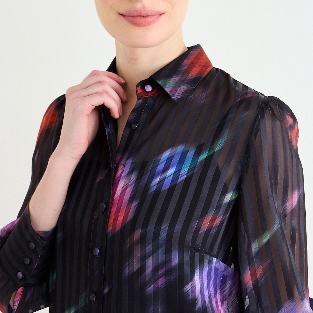 ASH - Blusa Camisera Fantasía Mujer Negro Ash