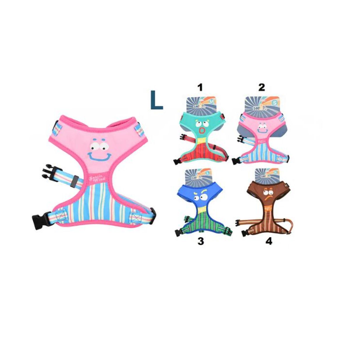GENERICO - Pechera Reforzada Para Perros Grandes - Diseños Aleatorios Monstruos - Talla L - Ajustable