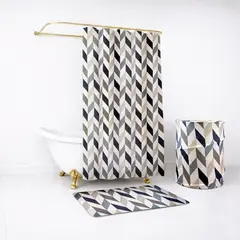 NAUTICA - Set para baño Home Cortina+Alfombra+cesta diseño multicolor
